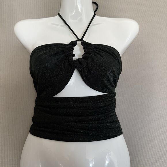 Devon Windsor Wrap Top Small Green Glitter Womens Beachy Party Cocktail NWT New - Picture 1 of 9